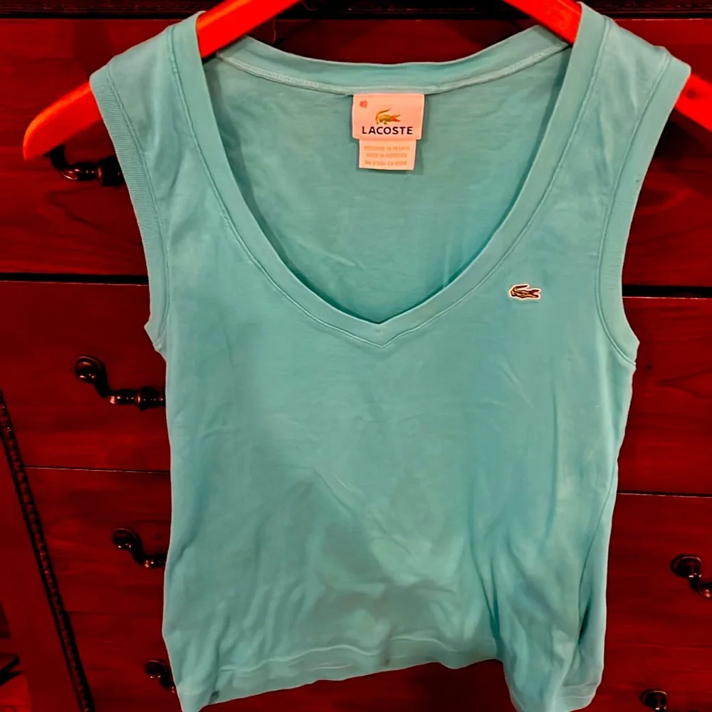 Lacoste light blue V Neck Sleeveless tank top Size 40 - Picture 1 of 2
